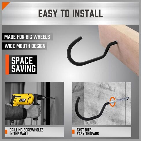 HORUSDY 6-Pack Heavy Duty Garage Storage Hooks, 6" Utility Wall Hooks for Tools, Ladders, Bikes, Hoses & Cords – Steel Garage Organizer Hooks for Wall Mount Storage Systems in Kuwait