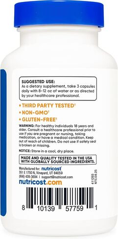 Nutricost Acetyl L-Carnitine (ALCAR) 1500 مجم (من 1875 من أسيتيل L-Carnitine HCl) لكل وجبة، 90 كبسولة لـ 30 حصة لكل زجاجة - نباتي، خالي من الكائنات المعدلة وراثيًا، خالي من الغلوتين in Saudi Arabia