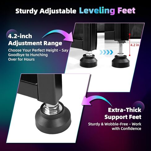 Portable DJ Table Stand, Tool-Free Setup Foldable 40" x 20" DJ Stand Booth w/ 2 Top Trays, Black & White Scrims, 4IN Adjustable Leveling Feet, 5 Cable Holes and Carry Bag, for Parties, Events, Studios in Kuwait