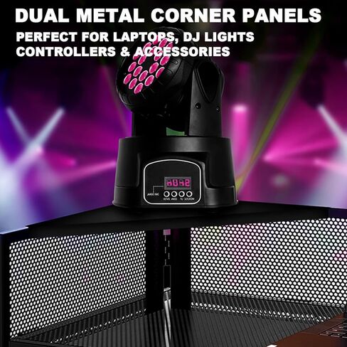 2026 Upgraded DJ Booth Stand Portable – 45"L x 25"W Foldable DJ Facade Booth with Dual Corner Panels, Wheels, Mobile DJ Controller Stand with Scrim & Carry Bag for Weddings, Parties & Events in Kuwait