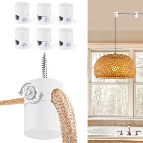 6 Pack Aluminum Swag Hooks for Ceiling Hanging, Swag Hook Super Load, White Ceiling Hooks for Hanging Lights, Ceiling Hook, Modern Ceiling Hooks for Pendant Light- Easy to Use in Saudi Arabia