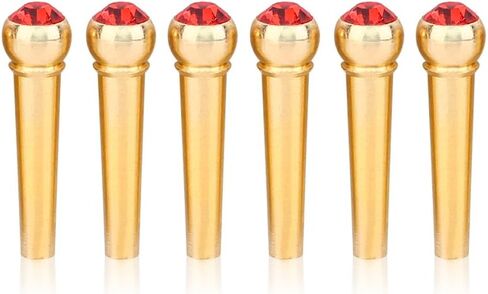 6Pcs Bridge Pin Copper Material Folk Acoustic Guitar Bridge Pin Peg Nail with Colorful Crystal Glass Dot (White) in Saudi Arabia