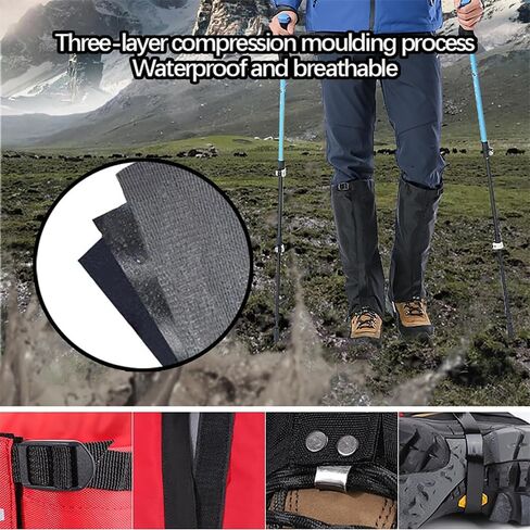 Leg Gaiters for Hiking Boots,900D Waterproof Hunting Hiking Gaiters Adjustable Snow Boot Gaiters for Climbing, Dirt-Proof Ripstop Shoe Gaiters for Men Women in Saudi Arabia