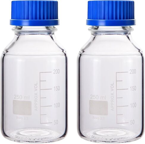 50ml Glass Round Media Storage Bottle with GL32 Screw Cap, Borosilicate Glass Media Bottles (Pack of 2) in Kuwait