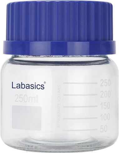 Labasics Round Storage Bottle with GL80 Screw Cap, Premium Glass Wide Mouth Reagent Bottle, for Laboratory Sample Storage, 500 ml in Saudi Arabia
