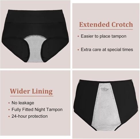 ETAOLINE Women's Period Panties Menstrual Underwear Postpartum Hipster Leakproof Briefs 5-pack in Kuwait