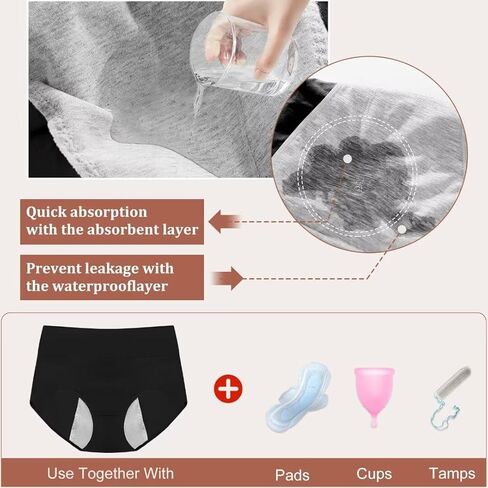ETAOLINE Women's Period Panties Menstrual Underwear Postpartum Hipster Leakproof Briefs 5-pack in Kuwait