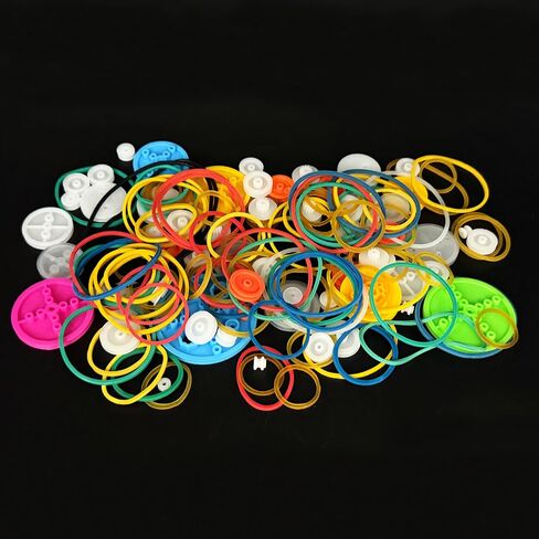 46PCS Belt Pulley Set Plastic Belt Pulley with Rubber Band for RC Car Truck Robot DIY Model Toy Accessories in Kuwait