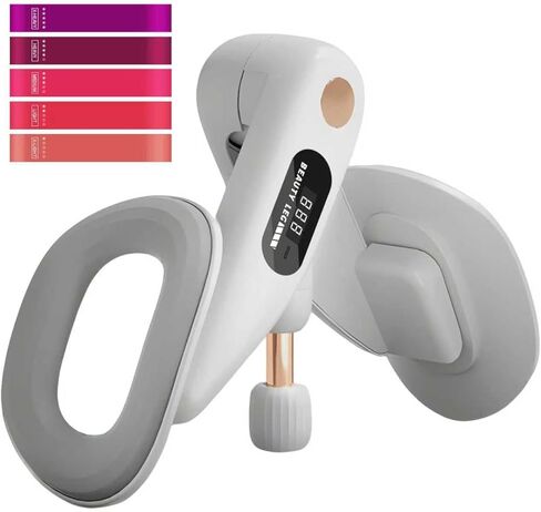 Thigh Master & Trainer, LED Counter Inner Thigh Exerciser for Women, 360° Kegel Exerciser, Pelvic Floor Muscle Devices for Hip Trimmer Leg Arm Workouts with 5-30LB Resistance Band in Saudi Arabia