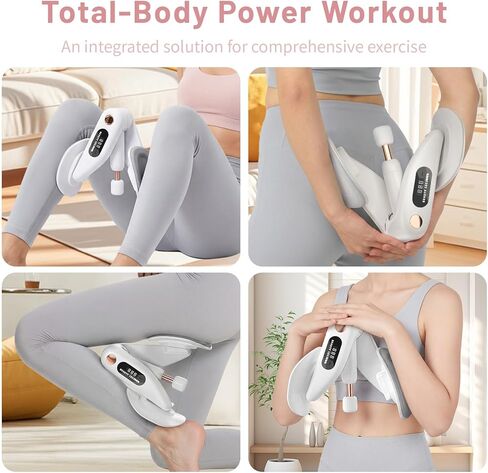 Thigh Master & Trainer, LED Counter Inner Thigh Exerciser for Women, 360° Kegel Exerciser, Pelvic Floor Muscle Devices for Hip Trimmer Leg Arm Workouts with 5-30LB Resistance Band in Saudi Arabia