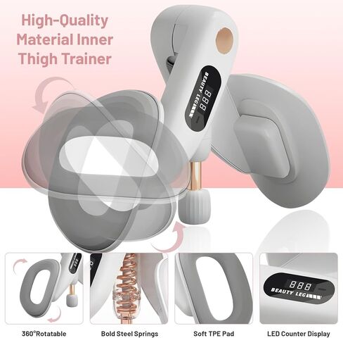 Thigh Master & Trainer, LED Counter Inner Thigh Exerciser for Women, 360° Kegel Exerciser, Pelvic Floor Muscle Devices for Hip Trimmer Leg Arm Workouts with 5-30LB Resistance Band in Saudi Arabia