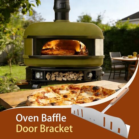 Pizza Oven Baffle Door 16" x 4", Stainless Steel Oven Baffle with Heat-Resistant Wooden Handle, Windproof Heat Retention, Universal Fit for Dome Pizza Ovens & Standard Bracket in Saudi Arabia