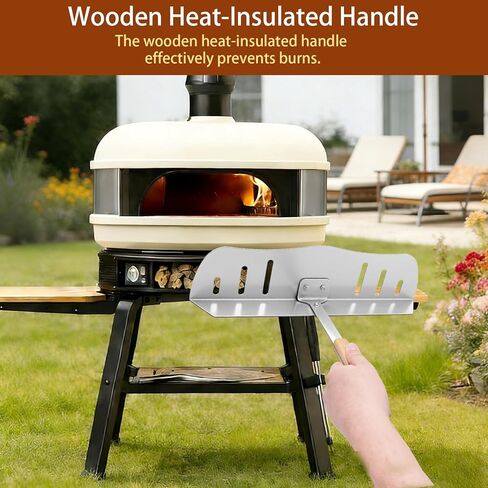 Pizza Oven Baffle Door 16" x 4", Stainless Steel Oven Baffle with Heat-Resistant Wooden Handle, Windproof Heat Retention, Universal Fit for Dome Pizza Ovens & Standard Bracket in Saudi Arabia