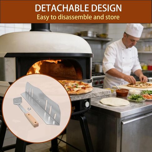 Pizza Oven Baffle Door 16" x 4", Stainless Steel Oven Baffle with Heat-Resistant Wooden Handle, Windproof Heat Retention, Universal Fit for Dome Pizza Ovens & Standard Bracket in Saudi Arabia