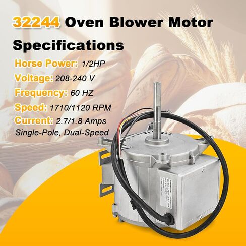محرك منفاخ فرن 32244 مطور متوافق مع Mark V ZEPHIRE BDO-100-E SHO-100 DFG-100 DFG-200 RE-42 RE-44 EF 1/2 HP 2 سرعة 1710/1120 دورة في الدقيقة 208-240 فولت 1P in Kuwait
