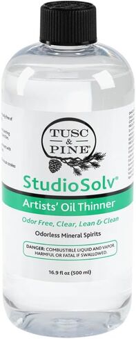 Tusc & Pine Studiosolv ™ Odorless Mineral Spirits 3.4oz (100ml) - مذيب روح خالٍ من الرائحة من أجل الزيوت الفخمة والفنانين والرسم الأرق والمهنيين والمزيد! in Kuwait
