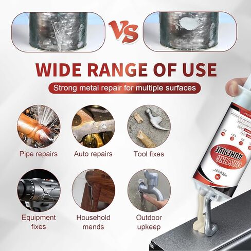 إيبوكسي لإصلاح المعادن شديد التحمل - مادة لاصقة وحشو للألمنيوم والصلب والحديد والبلاستيك والسيراميك. قوة صناعية، مقاوم للماء، يصلح الشقوق والثقوب الرملية. (80 جم/2.8 أونصة) in Kuwait