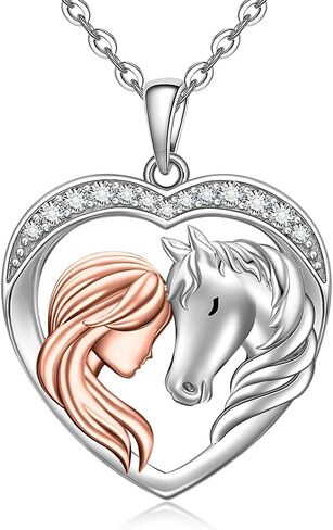 Horse Necklace for Women 925 Sterling Silver Horse Pendant Necklace Heart Equestrian Mothers Day Gifts in Saudi Arabia