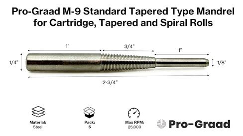 M-9X5 M-9 Standard Tapered Type Mandrels for Cartridge Rolls, 2-3/4" Overall Length, 1/4" x1" Shank x 1/8"x1" Pilot (Pack of 5) in Saudi Arabia