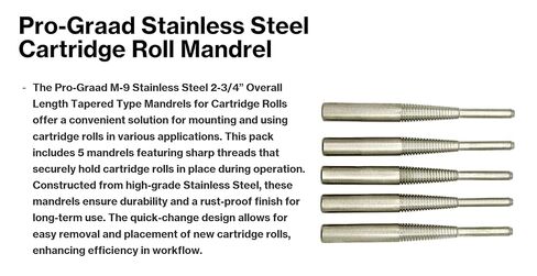 M-9X5 M-9 Standard Tapered Type Mandrels for Cartridge Rolls, 2-3/4" Overall Length, 1/4" x1" Shank x 1/8"x1" Pilot (Pack of 5) in Saudi Arabia