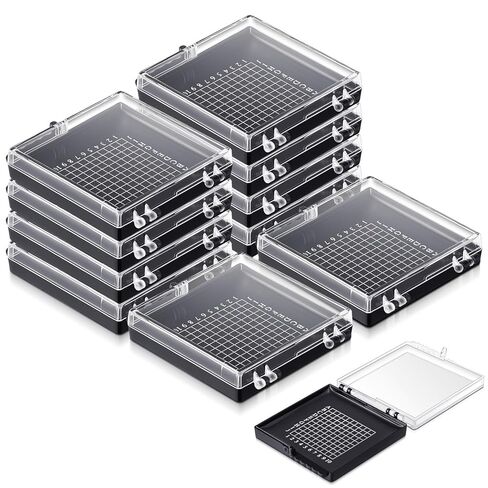 Novabright 20 Pack Sticky Gel Carrier Boxes Gel Sticky Sample Boxes for Silicon Chip Sample Holder 55 x 55 x 10 mm 100 Grid Printed Grid for Delicate Materials Transport and Storage in Kuwait