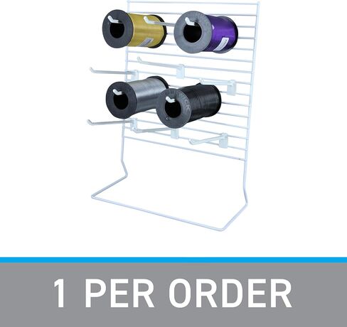 SSWBasics White Ribbon Organizer/Dispenser and 12 Hooks - Premium Ribbon Holder and Crafting Storage Solution - Ideal Ribbon Storage Organizer for Home and Office Use - 12" W x 15" H in Saudi Arabia