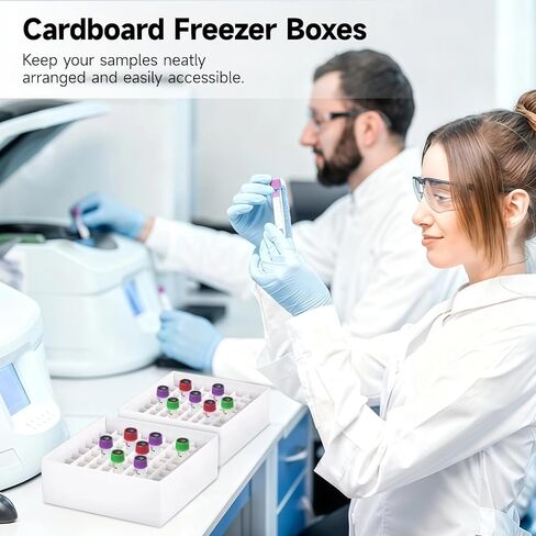 20 Pcs Cardboard Freezer Boxes, 81-Well Microtube Storage Boxes with Lids, Waterproof & Ice-Resistant Centrifuge Tube Holders, White Cryo Boxes, 2 in Height, Fit 1.8 ml/2.0 ml Tubes in Kuwait