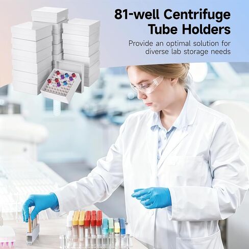20 Pcs Cardboard Freezer Boxes, 81-Well Microtube Storage Boxes with Lids, Waterproof & Ice-Resistant Centrifuge Tube Holders, White Cryo Boxes, 2 in Height, Fit 1.8 ml/2.0 ml Tubes in Kuwait