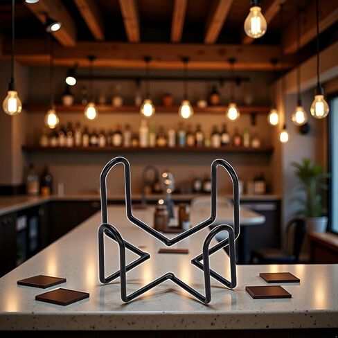 1 Pc Black Iron Coaster Holder Metal Storage Rack Coasters Shelf for Both Round and Square Coasters, Bar Bar Tools(4.40 X 4.40 X 2.48in) in Saudi Arabia