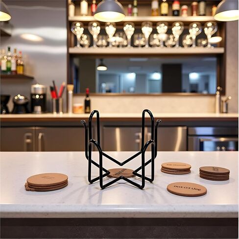 1 Pc Black Iron Coaster Holder Metal Storage Rack Coasters Shelf for Both Round and Square Coasters, Bar Bar Tools(4.40 X 4.40 X 2.48in) in Saudi Arabia