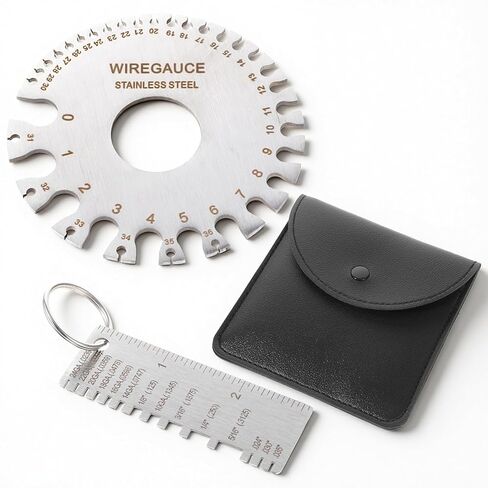 2 Pcs Wire Gauge Measuring Tool Metal Electrical Wire Gauge Tool Stainless Steel Welding Gauges Set Standard Dual-Sided Round Thickness for Measuring Wires Sheet Welding Material in Saudi Arabia