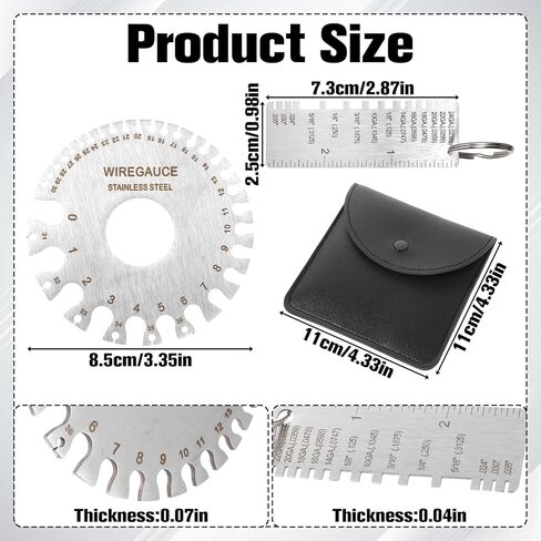 2 Pcs Wire Gauge Measuring Tool Metal Electrical Wire Gauge Tool Stainless Steel Welding Gauges Set Standard Dual-Sided Round Thickness for Measuring Wires Sheet Welding Material in Saudi Arabia