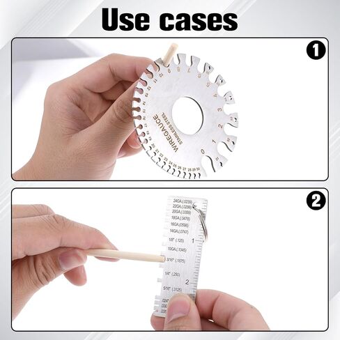 2 Pcs Wire Gauge Measuring Tool Metal Electrical Wire Gauge Tool Stainless Steel Welding Gauges Set Standard Dual-Sided Round Thickness for Measuring Wires Sheet Welding Material in Saudi Arabia