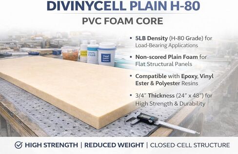 Fiberglass Supply Depot Divinycell PVC Foam Core Plain H-80 5lb Density 3/4" (24"x48") in Saudi Arabia