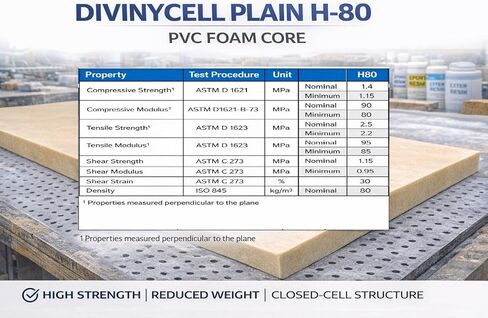 Fiberglass Supply Depot Divinycell PVC Foam Core Plain H-80 5lb Density 3/4" (24"x48") in Saudi Arabia