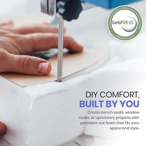 رغوة تنجيد مخصصة من مادة البولي يوريثين مقطوعة حسب الحجم - استبدال وسادة الأريكة، حشوة إسفنجية للكراسي والأرائك والمقاعد ووسائد المقاعد والمشاريع التي تصنعها بنفسك، كثافة عالية أو متوسطة، معتمدة من CertiPUR-US in Kuwait