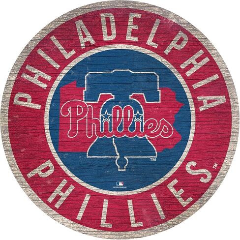 GameDay Phillies 12" Circle with State and Team Logo Wood Sign in Saudi Arabia