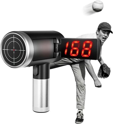مسدس رادار بيسبول 24 جيجا هرتز مع شاشة LED + LCD مزدوجة، دقة ± 1 ميل في الساعة، أوضاع سرعة مزدوجة للرمي والتأرجح، أجهزة استشعار سرعة محمولة متعددة الرياضات، معدات تدريب رادار البيسبول لجميع اللاعبين in Kuwait