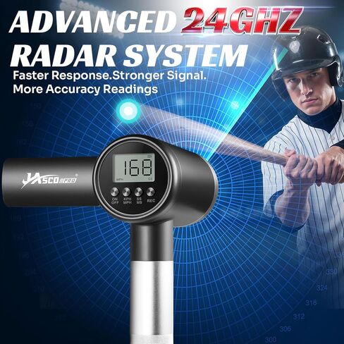 مسدس رادار بيسبول 24 جيجا هرتز مع شاشة LED + LCD مزدوجة، دقة ± 1 ميل في الساعة، أوضاع سرعة مزدوجة للرمي والتأرجح، أجهزة استشعار سرعة محمولة متعددة الرياضات، معدات تدريب رادار البيسبول لجميع اللاعبين in Kuwait