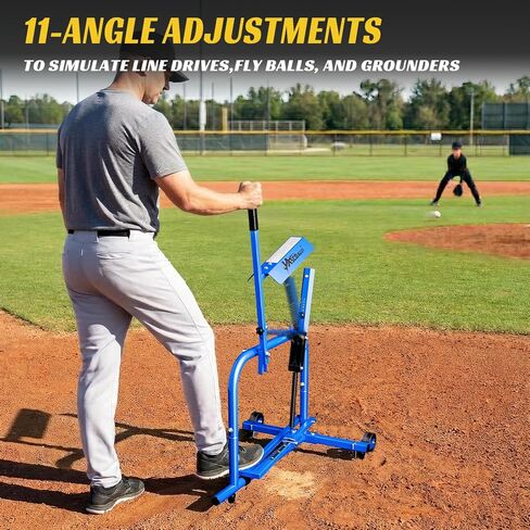 آلة رمي البيسبول بعجلات، 11 زاوية قابلة للتعديل، التحكم في سرعة 25-40 ميل في الساعة، لا تحتاج إلى كهرباء، آلة رمي الكرة اللينة، آلة رمي الإطار المعدني للتدريب على الضرب والميدان in Kuwait