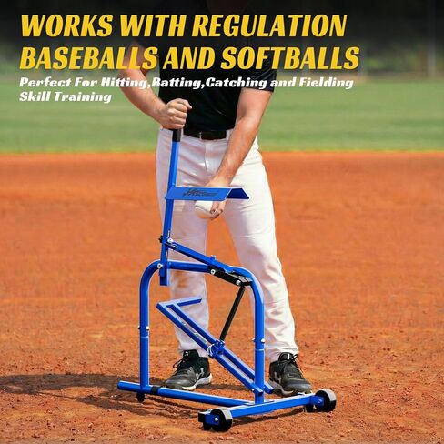 آلة رمي البيسبول بعجلات، 11 زاوية قابلة للتعديل، التحكم في سرعة 25-40 ميل في الساعة، لا تحتاج إلى كهرباء، آلة رمي الكرة اللينة، آلة رمي الإطار المعدني للتدريب على الضرب والميدان in Kuwait