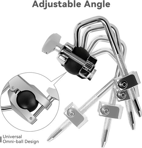 RANMING توم المشبك سبائك الألومنيوم أجراس البقر المشبك الطبول مجموعة تصاعد المشابك مع العالمي أومني الكرة و L-قضيب الطبول مجموعة المشابك ل Toms Cowbells Jam كتل الدفوف in Kuwait