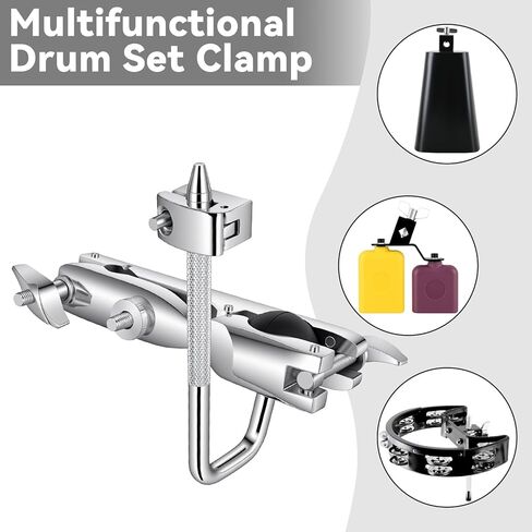 RANMING توم المشبك سبائك الألومنيوم أجراس البقر المشبك الطبول مجموعة تصاعد المشابك مع العالمي أومني الكرة و L-قضيب الطبول مجموعة المشابك ل Toms Cowbells Jam كتل الدفوف in Kuwait