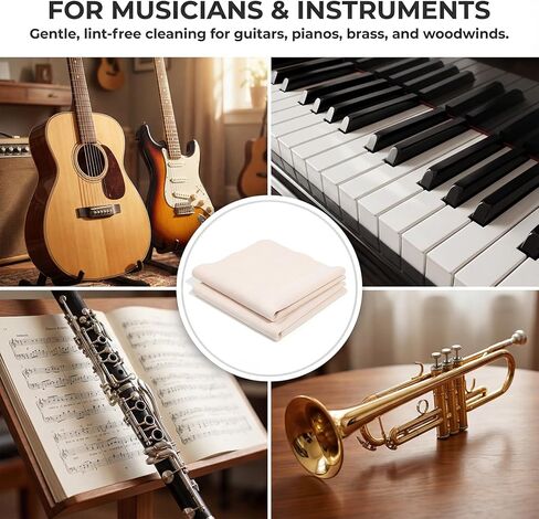 2 Pcs Violin Cleaning Cloth, 13.8"x 13.8" Violin Cloth Instrument Polishing Cloths Microfiber Chamois Cloths Reusable Scratch-Free Cleaning Cloths for Guitars Flute Piano Glass Cameras in Kuwait