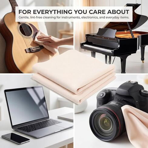 2 Pcs Violin Cleaning Cloth, 13.8"x 13.8" Violin Cloth Instrument Polishing Cloths Microfiber Chamois Cloths Reusable Scratch-Free Cleaning Cloths for Guitars Flute Piano Glass Cameras in Kuwait