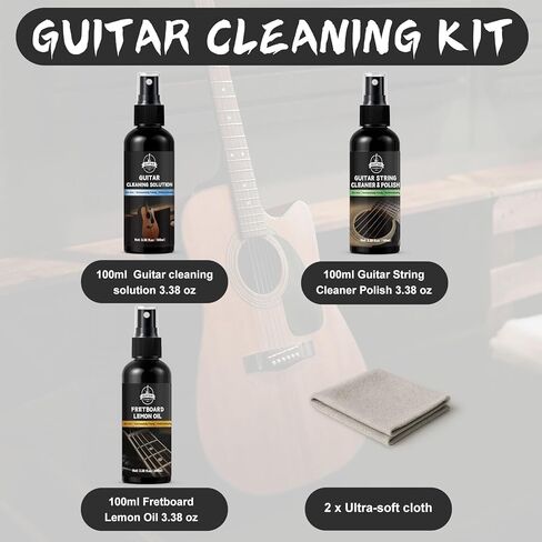 Guitar Cleaning Kit, All-in-One Guitar Maintenance Kit for Guitar Cleaning and Maintenance, Ideal for Beginners and Professionals in Kuwait