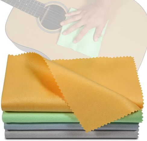 Guitar Cloths Ultrafine fiber suede Plush Polishing Cloths for Musical Instruments Premium Polishing & Cleaning Cloths for Guitar Violin Piano Clarinet Trumpet Sax Universal, 4-Pack 12"x12" in Kuwait