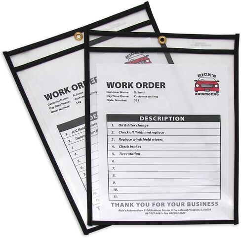 C-Line Stitched Shop Ticket Holders, Both Sides Clear, 9 x 12 Inches, 25 per Box (46912) in Kuwait