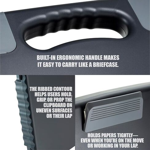 Officemate Portable Clipboard Storage plastic Case for A4 sizes, Charcoal (83301),11-3/4"w x 1-1/2"d x 14-1/2"h in Kuwait