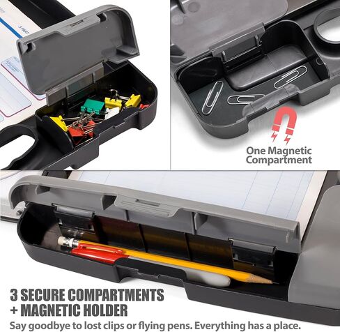Officemate Portable Clipboard Storage plastic Case for A4 sizes, Charcoal (83301),11-3/4"w x 1-1/2"d x 14-1/2"h in Kuwait